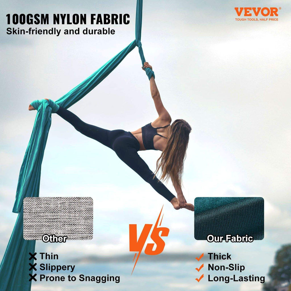 Antigravity Aerial Yoga Hammock 10m Nylon Swing with Full Rigging Hardware Dark Green Stretching & Fitness Set